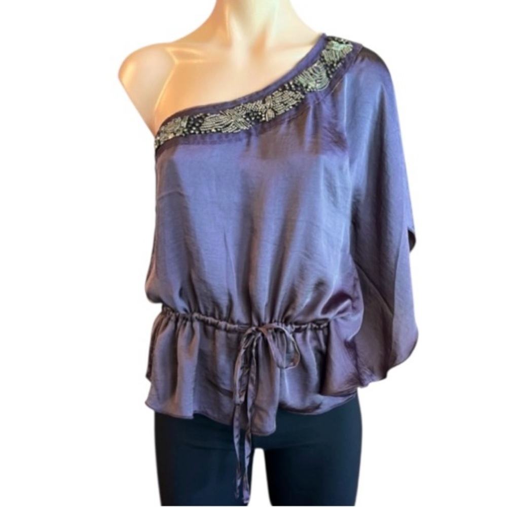 Purple Asymmetrical Embellished Blouse NWT